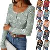 Women's Slim Bottom T-shirt Fashion Casual Gradient Printing Round Neck Pullover Long Sleeve Top