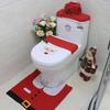 Christmas Bathroom Decor Set Santa Toilet Seat Cover Rug Tank Box Cover Winter Holiday Bathroom Decoration Skid Resistant Fabric