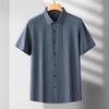 Men's Plus Size Ice Silk Striped Short Sleeve Shirt