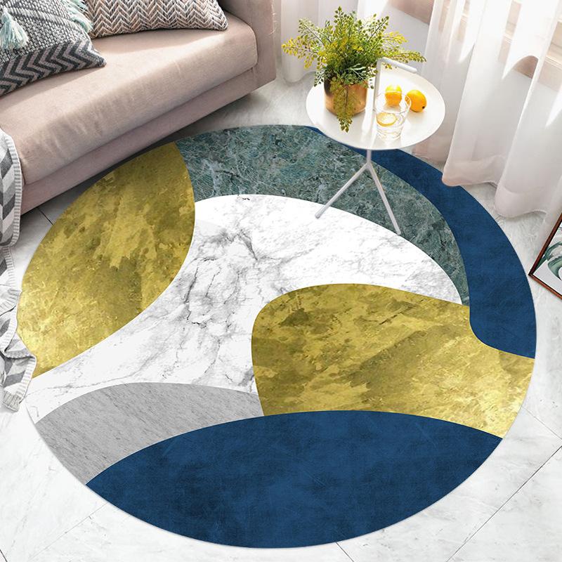 Fashion Round Rug Home Anti-Slip Gold Floor Mat Children's Bedroom Carpet Living Room Carpet