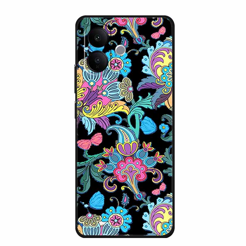 Black Silicone Case For Vivo V60 Lite 4G Case Cartoon Cat Soft Back Cover For Vivo V60 Lite 5G Phone Case 6.77" Coque Funda Para