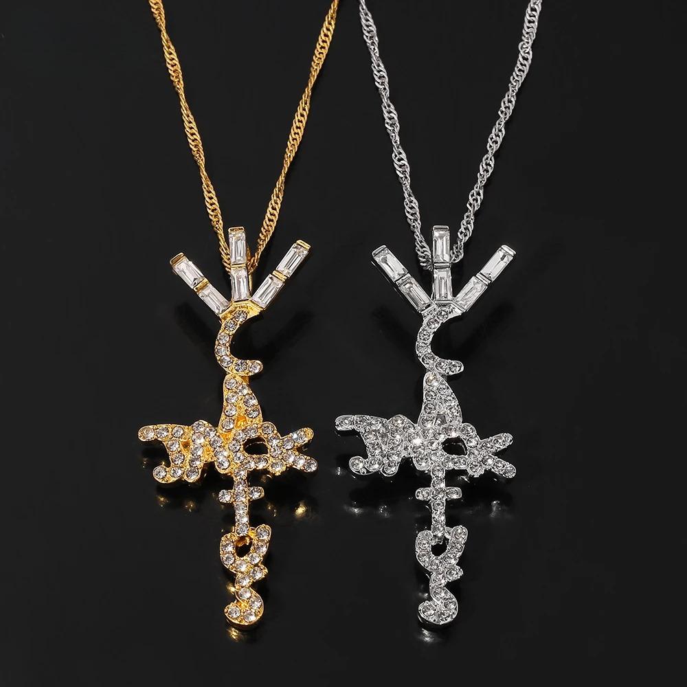 A Cactus Jack Shape Pendant Necklace Crystal Ice Cubic Zirconia Pendant Hip Hop Jewelry Gift