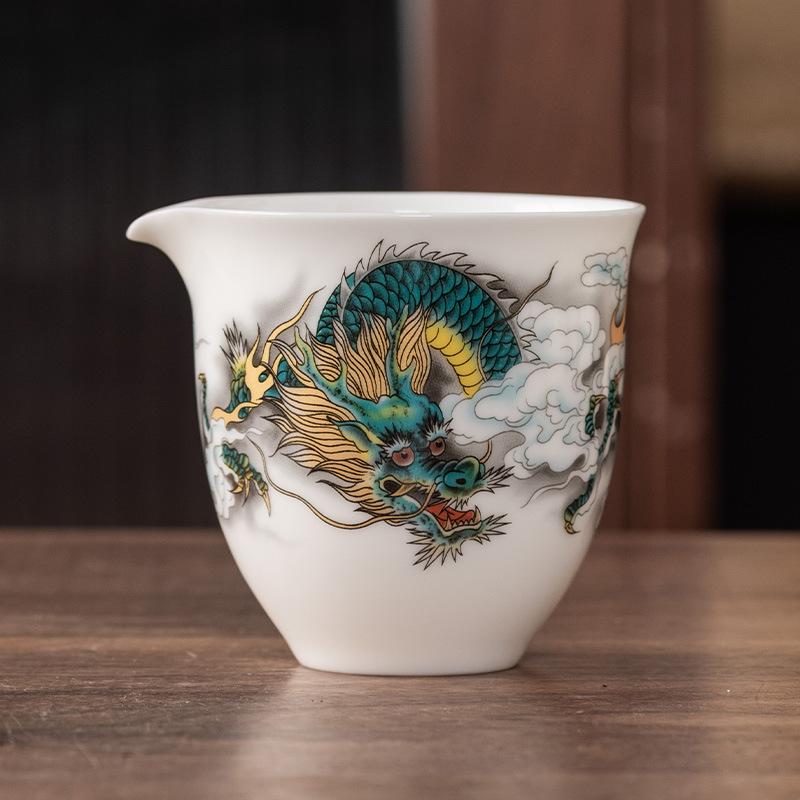 Suet Jade Porcelain Fair Cup White Porcelain Tea Set Tea Set Tea Set Tea Cup Male Cup Filter Tea Leak Tea Sea High-grade Tea Art Accessories
