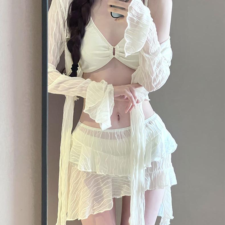 2025 Stylish Women's Bikini: Sexy, Slimming, Belly-Covering Hot Spring Swimsuit - 4-Piece Set