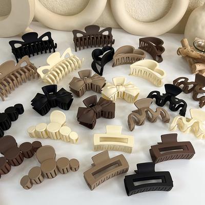 Popular Coffee Black Beige Hair Clip Frosted Large Hair Claw Crab Clips Acrylic Hairpins Geometric Shark Clip
