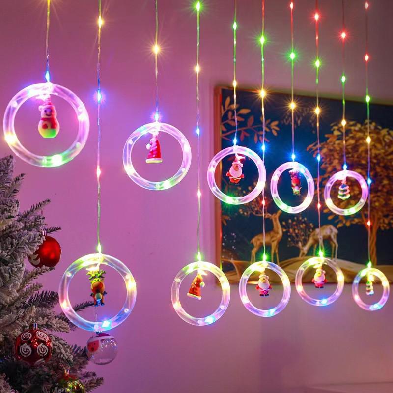 USB Remote-Controlled Copper Wire Curtain Lights with Christmas Stars & Snowflakes, Leather Line, for Holiday Decor