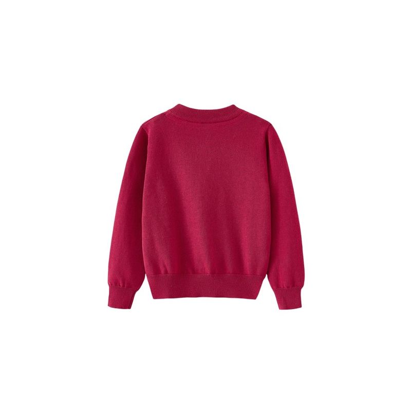 Spring and Autumn Children's Bow-Knot Long-Sleeve Sweater Coat, Pure Cotton Girls' Knitted Cardigan, Red New Year Outfit
