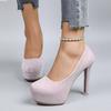 2026 Fashion Women High Heels Modern Ladies Party Shoes Platform Super High Heels 12cm Silver Pink Wedding Bridal Shoes