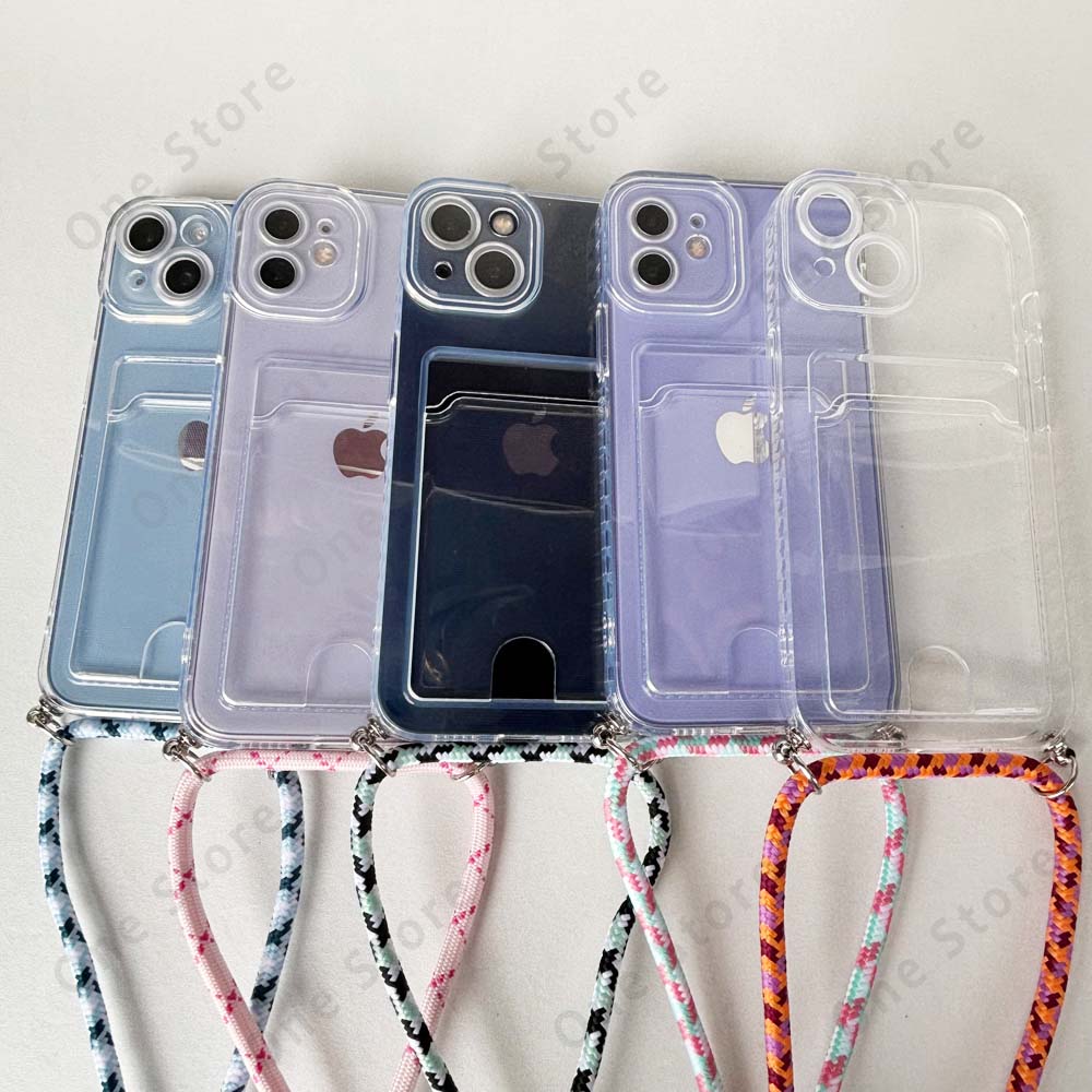Funda Poco X7 Pro Crossbody Lanyard Cord Silicone Transparent Case For Xiaomi Poco X7 Necklace With Strap Card Slots Cover