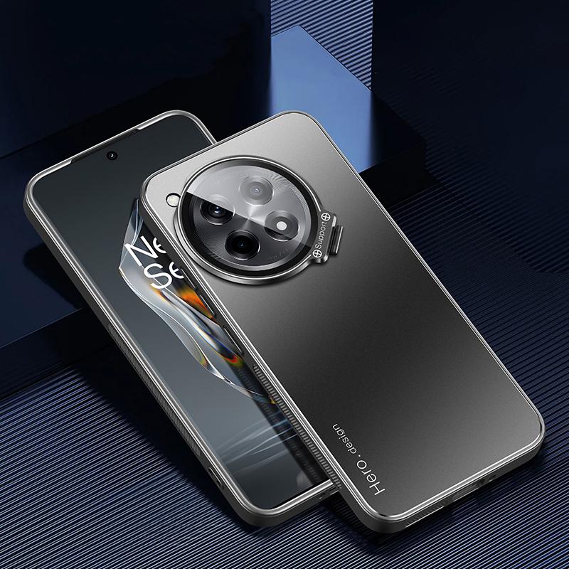 

For OnePlus Ace 3 5G/12R 5G Case with Lens Kickstand Shockproof PC+TPU Phone Cover Black