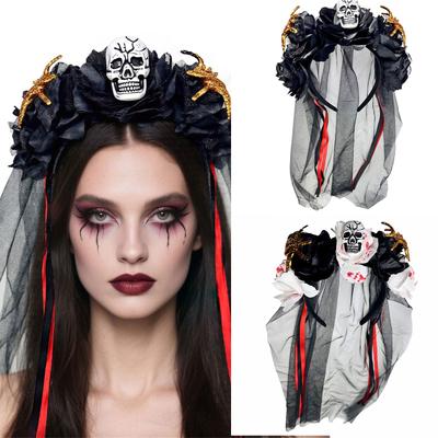 Kreatywne rekwizyty opaski na głowę na Halloween z dekoracją pająka, ducha i kwiatów dla dorosłych i dzieci na imprezę kostiumową