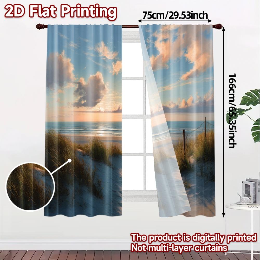 2pcs   2D FLAT PRINTING Curtains (Without Rod) Sunset Dunes Popular Curtains Durable Polyester Curtains All Seasons Perfect for