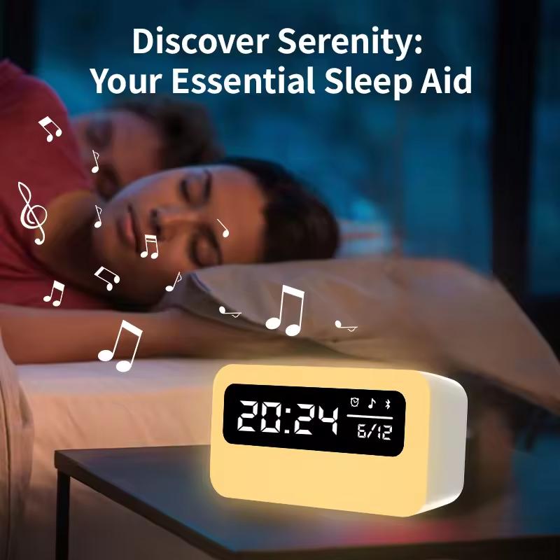 2025 Trends Speaker Digital Alarm Clock RGB Rechargeable Sleeping Relaxation Alarm Clock Bedside LED Night Lights Lamp
