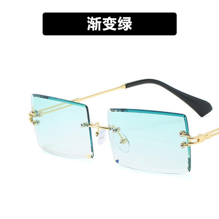 

Солнцезащитные очки без оправы с квадратной оправой и бриллиантовой отделкой, женские, 2020 г., с постепенным изменением цвета, модные очки as shown in the picture