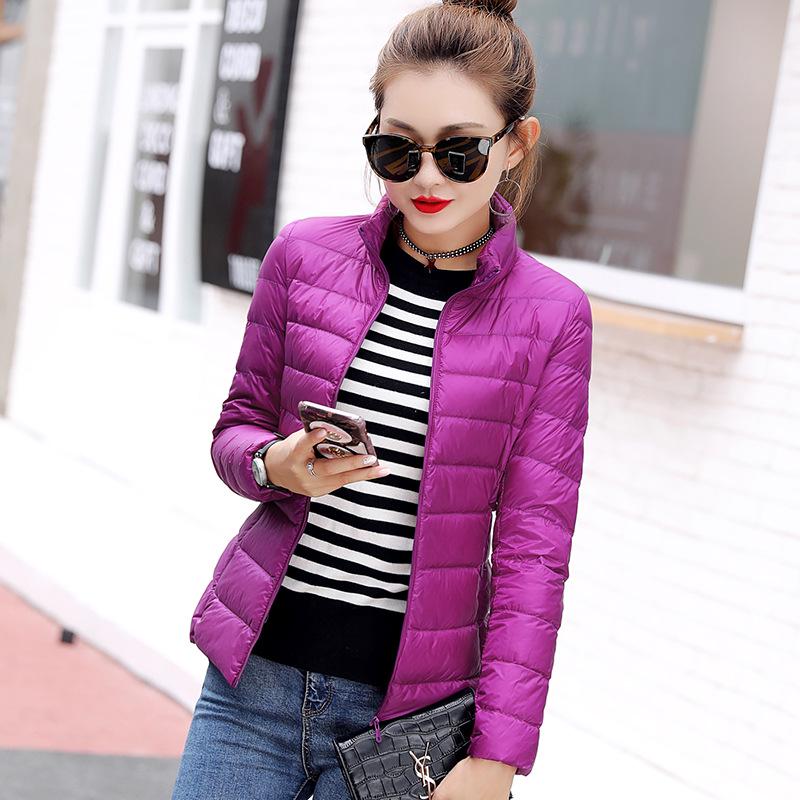 Ciepła puchowa kurtka damska Lekka puchowa kurtka damska Slim Slim Stand Collar Coat