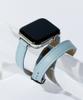 Adeo Apple Watch Double Strap Slim Double Tour Vegan Leather Watch Strap Sky Blanc (A Type)