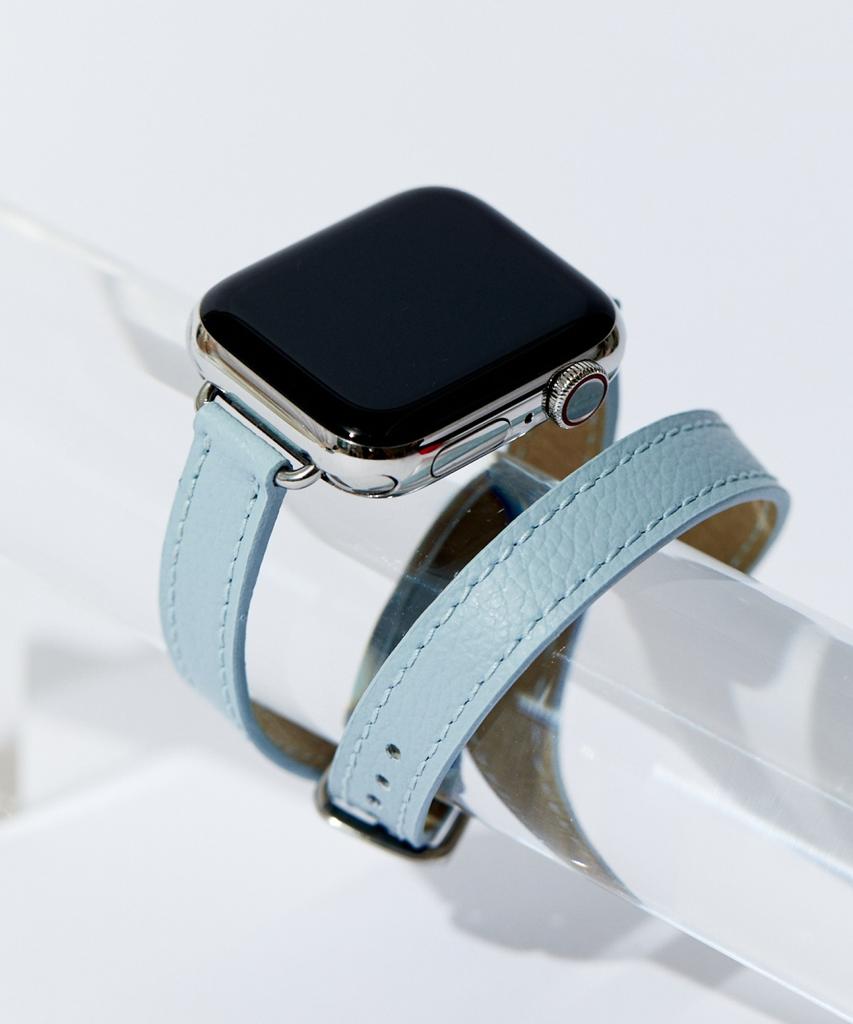 Adeo Apple Watch Double Strap Slim Double Tour Vegan Leather Watch Strap Sky Blanc (A Type)