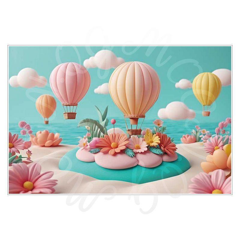Balloon Cartoon Background Fabric for Pet Children's Birthday Party Decoration Wall Fabric, Photography and Photo-taking Background Fabric