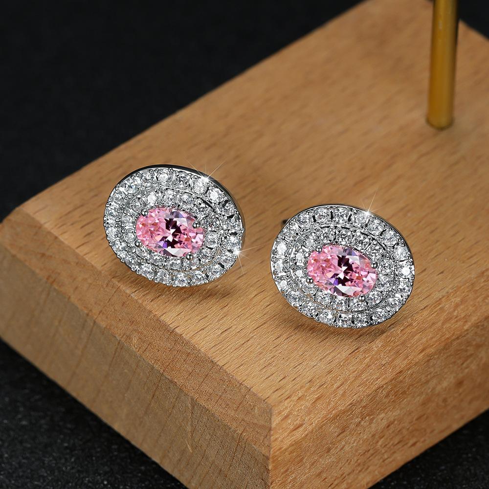 Copper Earrings Micro Inlaid with Zircon Korean Version Exquisite and Versatile High End Niche Super Sparkling Fairy Earrings