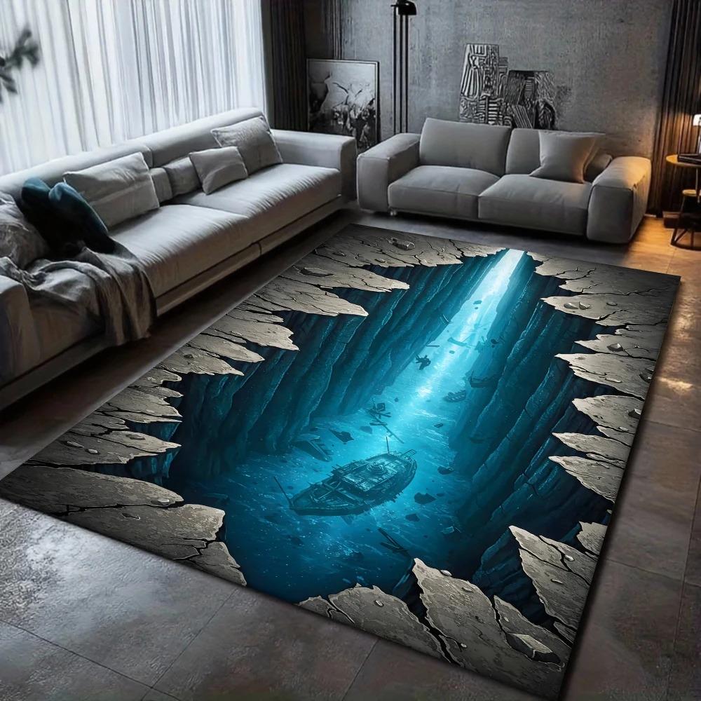 3D Illusion Rug Deep Hole Design Gaming Room Home Living Room Bedroom Home Decoration Carpet Lounge Room Coffee Table Floor Mat