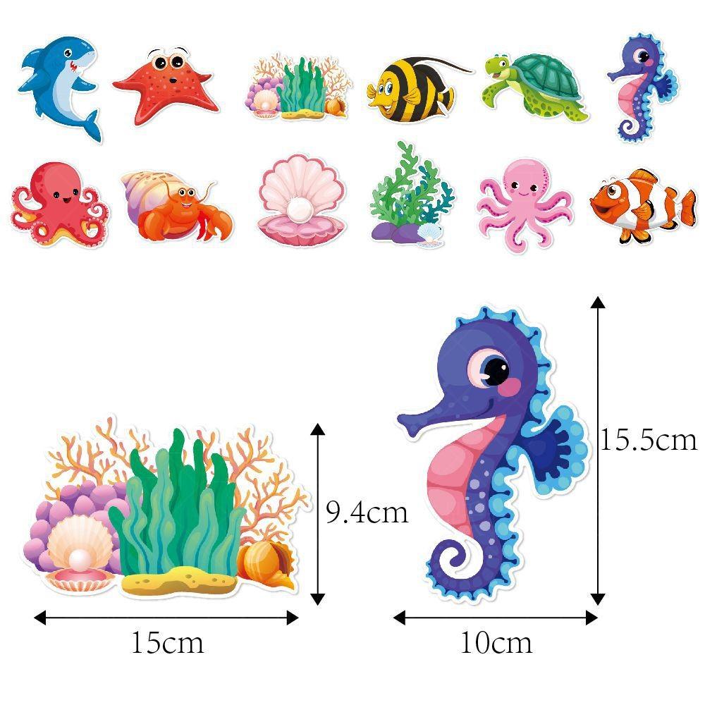 Kid Party Birthday Ocean Theme Wall Stickers With Starfish Turtles Sharks Design
