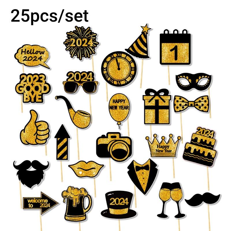 

2024 25 шт. Украшение для новогодней вечеринки, Забавный фотореквизит, Мультяшный стиль, Наряжаться