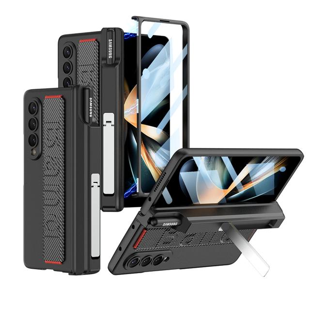 Handgelenkschlaufe, S-Stifthalter-Hülle für Samsung Galaxy Z Fold 4 5g, magnetischer Scharnierschutz, harte PC-Abdeckung mit Bildschirmfolie
