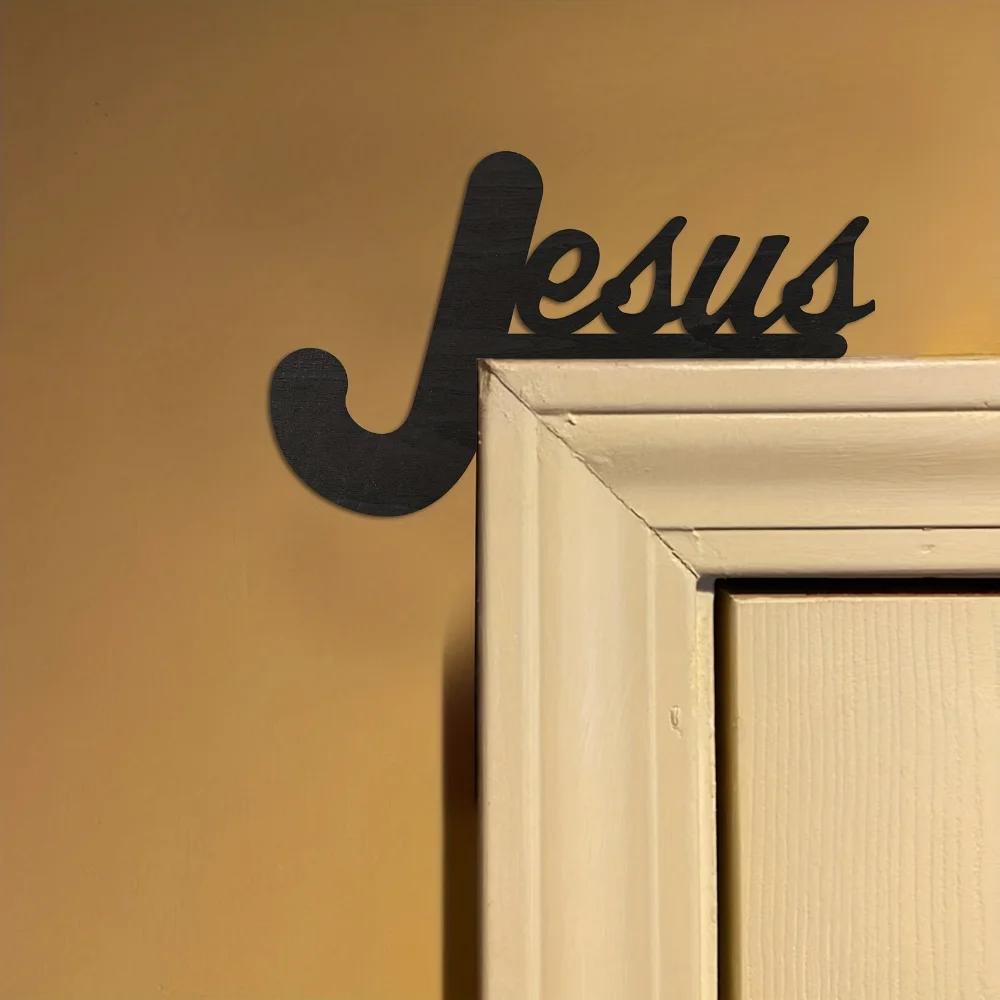 1 STÜCK Schwarze Holz Jesus Türrahmen Dekoration Buchstabe Jesus Geeignet für Christliche Geschenke Tür Fuß Fenster Fuß Lichtschalter