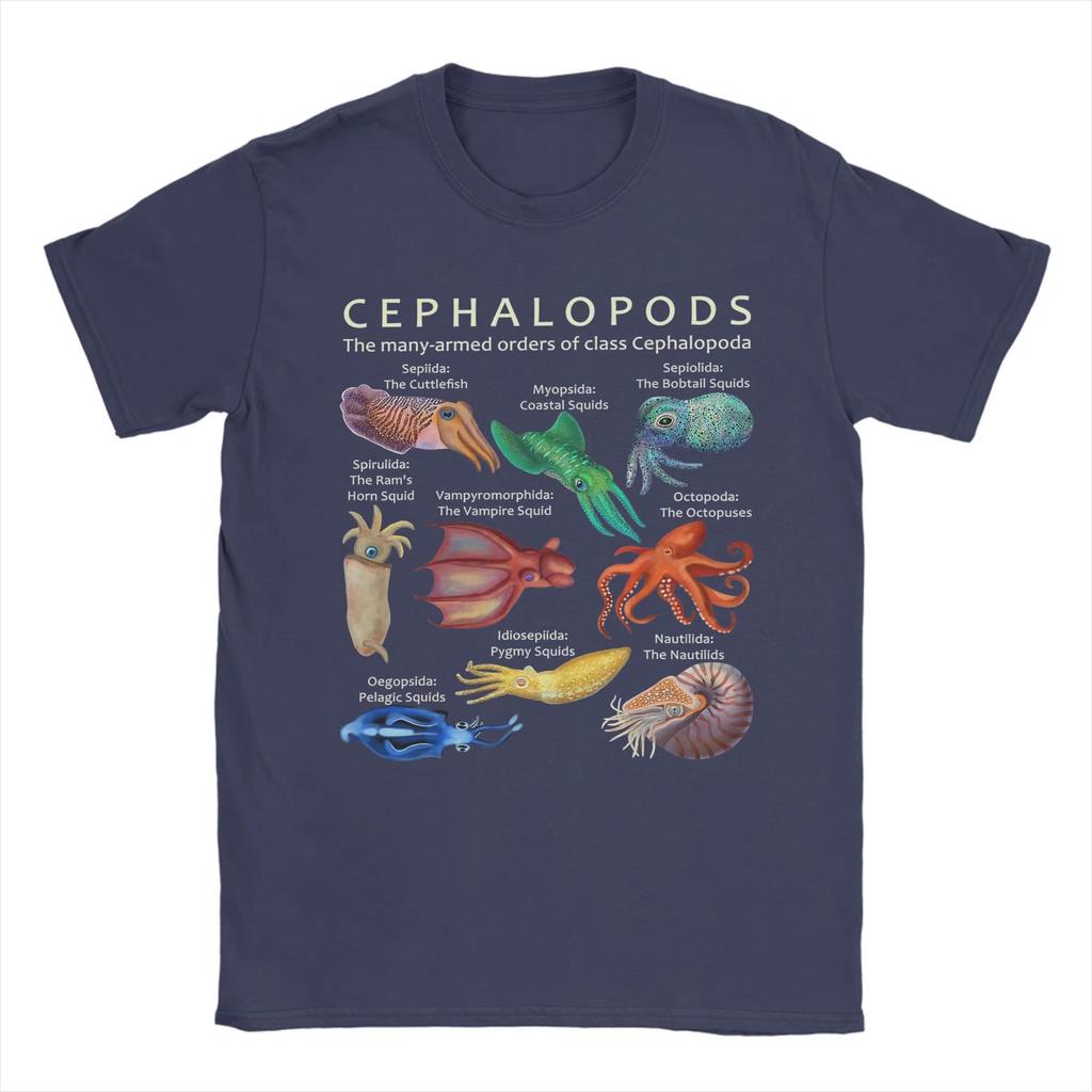 Tričko Cephalopod- Chobotnice Sépie Sépie a Loděnka pro Muže Čistá Bavlna Úžasné Tričko s Kulatým Výstřihem Trička Topy Nápadná Trička
