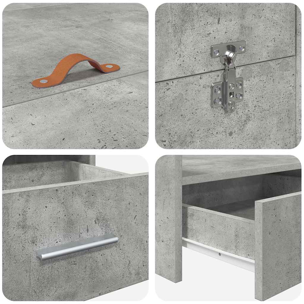 Storage Bed Frame Concrete Grey 120 x 190 cm Particleboard