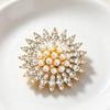 Sparkling Rhinestone Pearl Brooch Elegant Snowflake Design Fine Workmanship Accessory for Anniversary Wedding Cocktail Party Wear