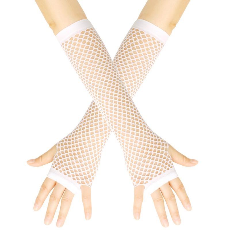 Lange schwarze Netzhandschuhe für Damen, sexy Netzspitze, fingerlose Handschuhe, Tanz, Gothic, Punk, Rock, Kostüm, Festivalhandschuhe, Fäustlinge