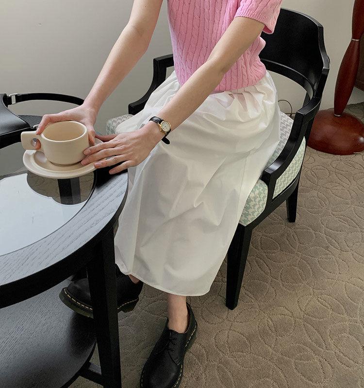 Korean Chic Minimalist Round Neck Cable Knit Slim Fit Top - Summer 2025 Women's Fashion