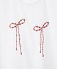 MILLO WOMEN Pearl Ribbon T-Shirt [Pure White]