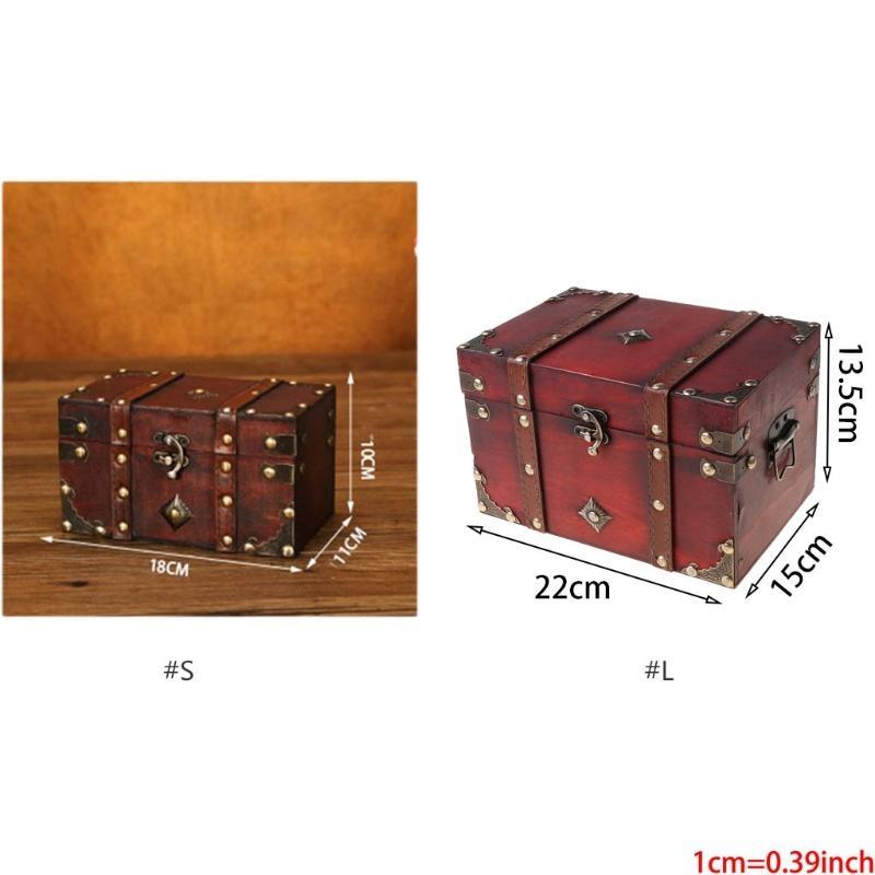 Vintage Wooden Storage Box Antique Jewelry for Je