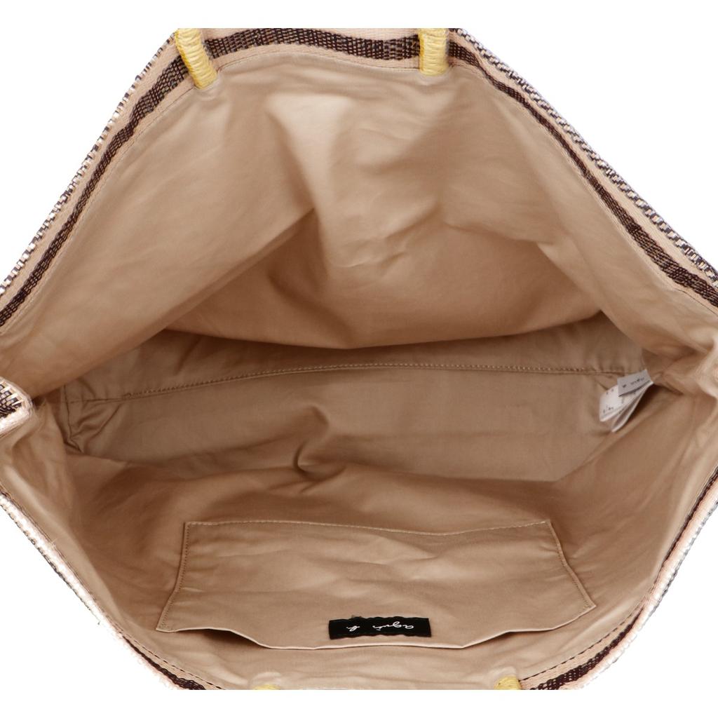 agnes b. MX02-03 Raffia Stripe Tote Bag Natural/Black/YellowUsed