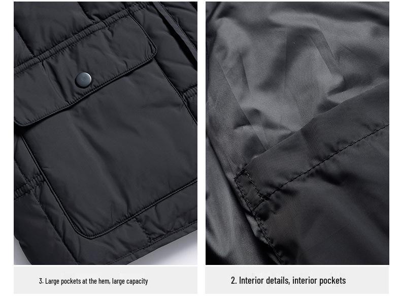 Men's Lightweight Winter Down Vest - Multi-Pocket, Thickened, Warm Workwear for Middle-Aged and Elderly.