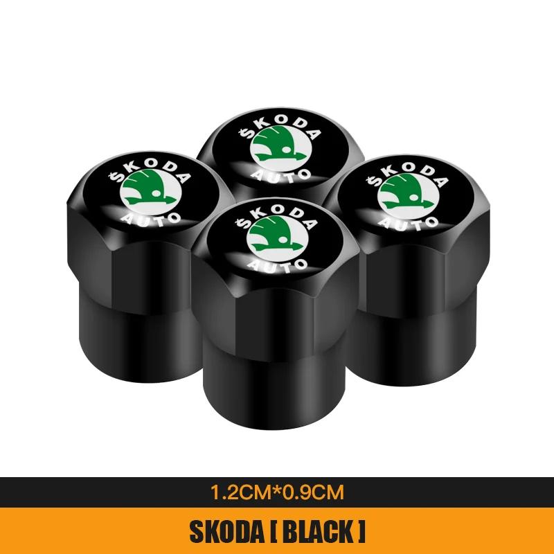 Car Sticker 2025 Hot 4Pcs Car Metal Tire Air Valve Caps For Skoda Octavia Rapid Kodiaq Karoq Fabia Kamiq Superb Derivative Visio