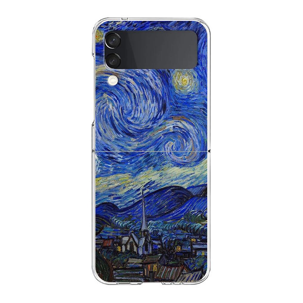 Van Gogh Art Aesthetics Angel Clear Pouzdro na telefon pro Samsung Z Flip 4 5 Pouzdro Transparentní High Hard PC Pro Galaxy Z Flip 3 5 Cover