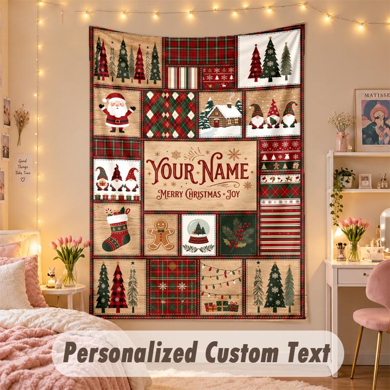 Wall Hanging TapestryChristmas Custom Name Print Art For Indoor Home Room Decoration Holiday Gift