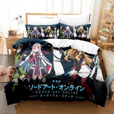 Juegos de ropa de cama de Anime Sword Art Online, ropa de cama de dibujos animados japoneses, poliéster, regalo 3D para niños, fundas de edredón tamaño individual, queen y king