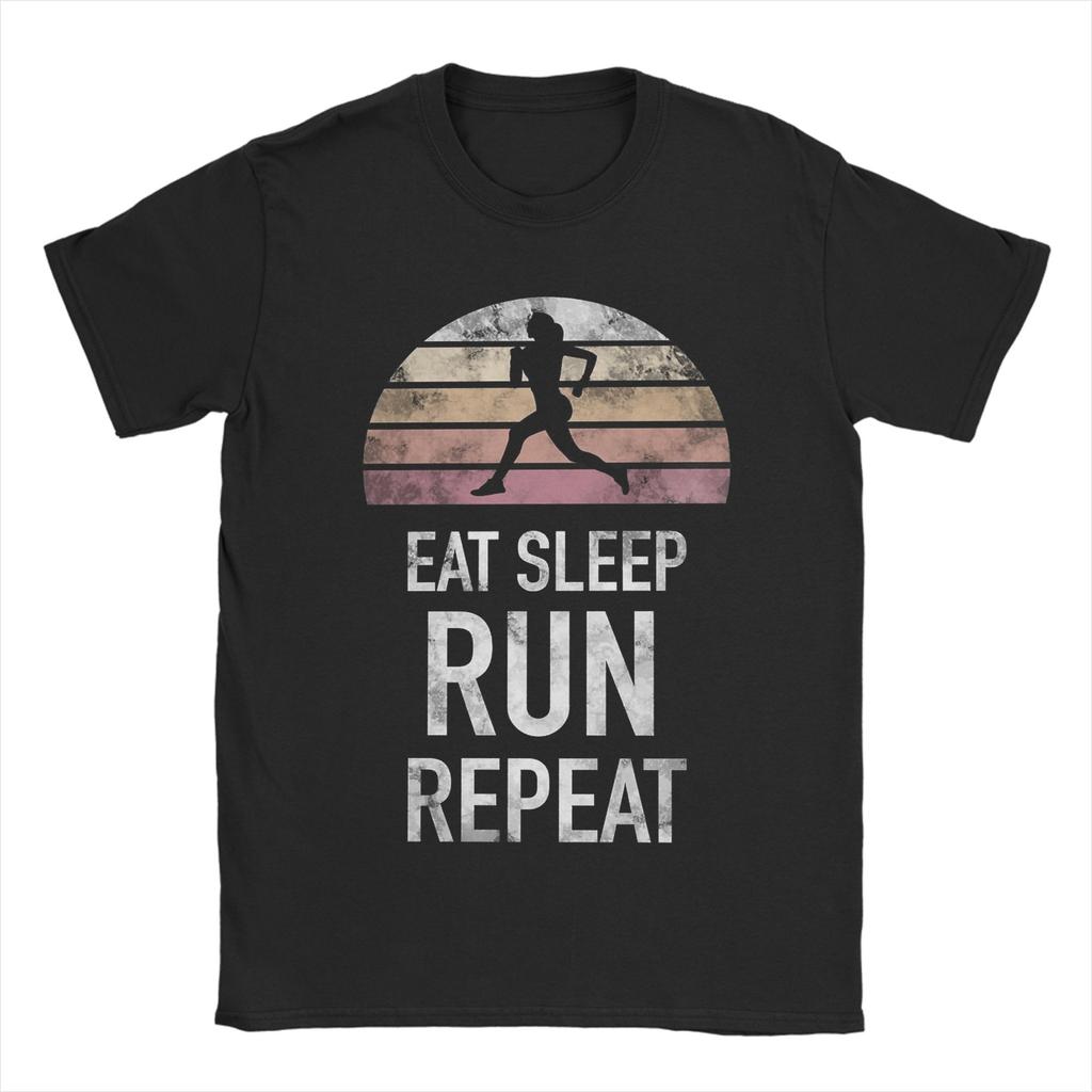 Eat sleep Running repeat T Shirt Summer Hip Hop T Shirts Men's Cotton O Neck Plus Size 5XL Tees Short Sleeve Vintage Tshirt