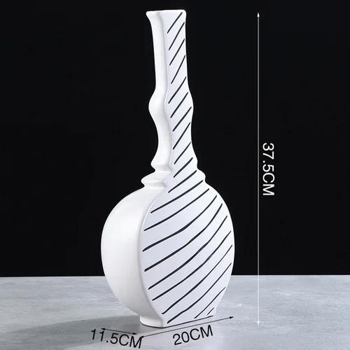 Classic Black and White Striped Ceramic Vase TV Cabinet Porch Furnishings Crafts Countertop Hydroponic Vase Home Decoration Gift