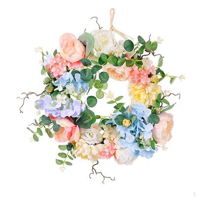 Artificial Flower Wreath Welcome Sign Greenery Round Leaves for Front Door Wall