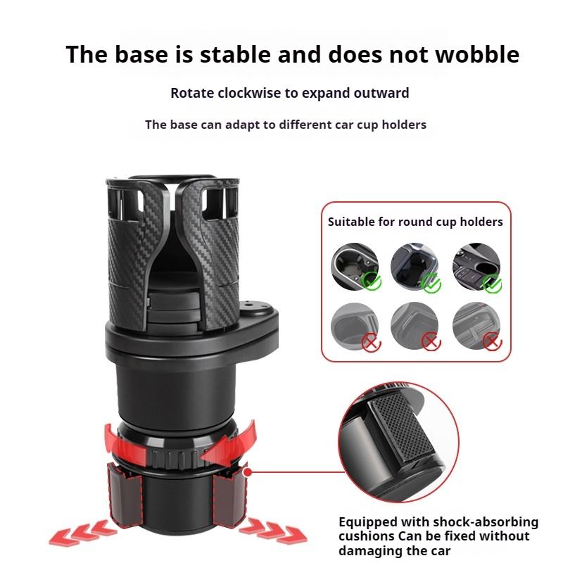 2 In 1 Vehicle Mounted Slipproof Cup Holder 360 Degree Rotating Water Car Cup Holder Multifunctional Dual Holder Auto Accessorie