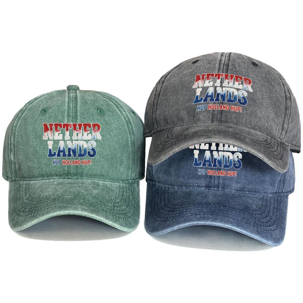 "NETHERLANDS" "HUP HOLLAND HUP" Flag Printed Baseball Hat , Adjustable Sun Hat Sporting Slouchy Lightweight Simple Dad Hat