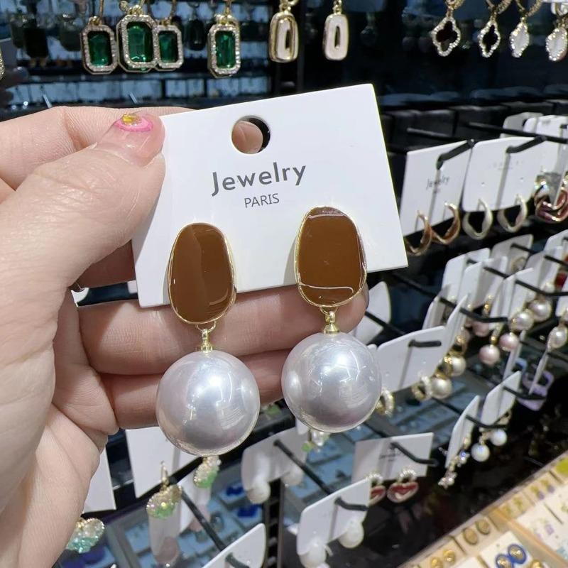 Fashion Simulated Pearl Earrings Personality Metal Geometry Drop Kinds of Exaggerated Drop Earrings Women's Jewelry