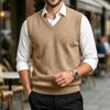 Men's Casual Wool V-Neck Knit Sweater Vest for Commute and Daily Wear