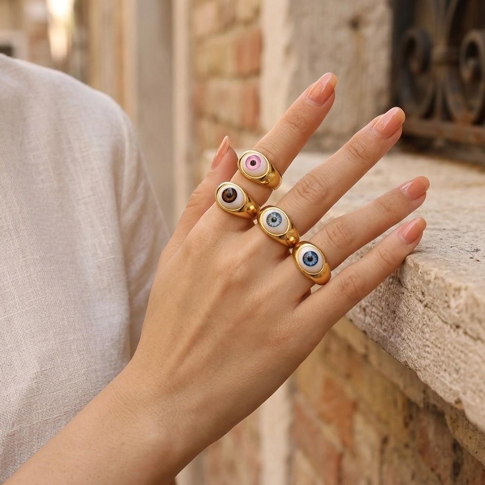 Personalisierter Harz Augen Ring Vintage Punk Augapfel Ring Überlagerung Dämonen Augen Finger Ring Mädchen