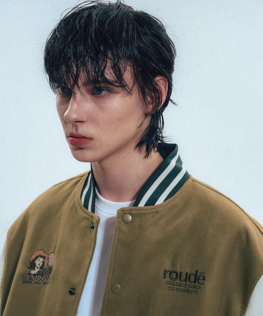 Rowdy Cowboy Varsity Jacket_Peanut